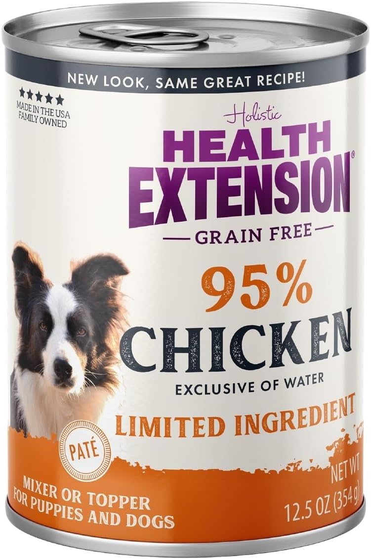 Health Extension 95% Beef Grain-Free Wet Dog Food, High Protein Recipe, Limited Ingredients, Picky Eaters, Ideal for Sensitive Stomachs 5.5 oz (Case of 24)