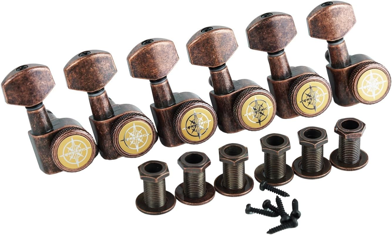 Guyker Guitar Locking Tuners (6 for Right) - 1:18 Lock String Tuning Key Pegs Machine Head with Hexagonal Handle Replacement for ST TL SG LP Style