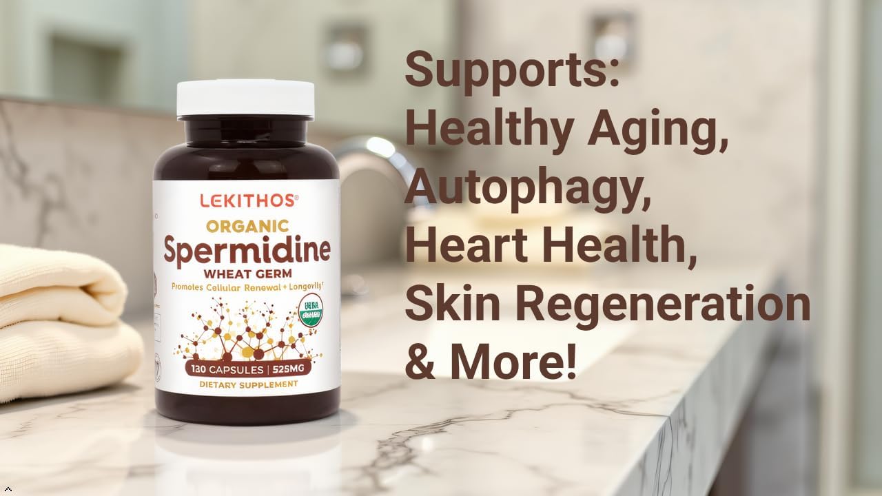 Organic Spermidine Capsules | Organic Wheat Germ Extract | Promotes Cell Renewal, Better Aging | Thiamine, Zinc