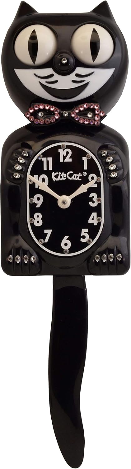 Kit Cat Klock Limited Edition Black/Pink Crystals Jeweled Clock