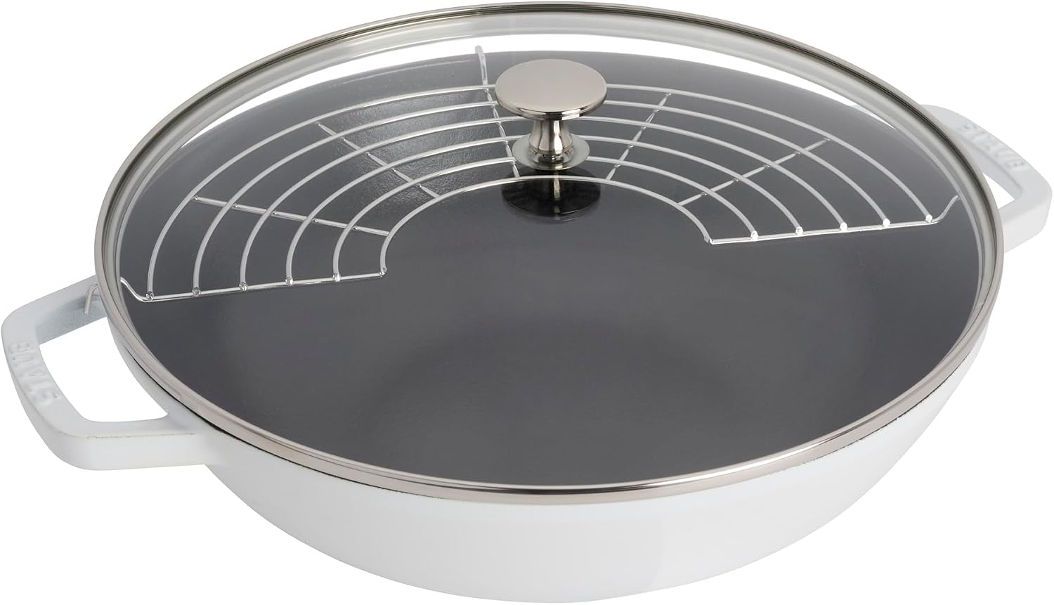 Staub Cast Iron Perfect Pan, Wok, Dutch Oven, 4.5-quart, serves 4-5, Made in France, Dark Blue