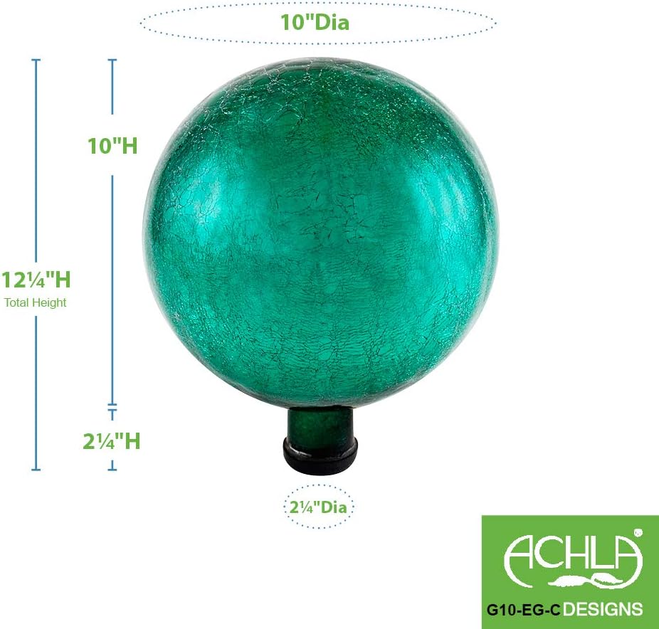 Achla Designs G10-FG-C Gazing, Fern Green 10 inch Glass Garden Globe Ball Sphere, 10