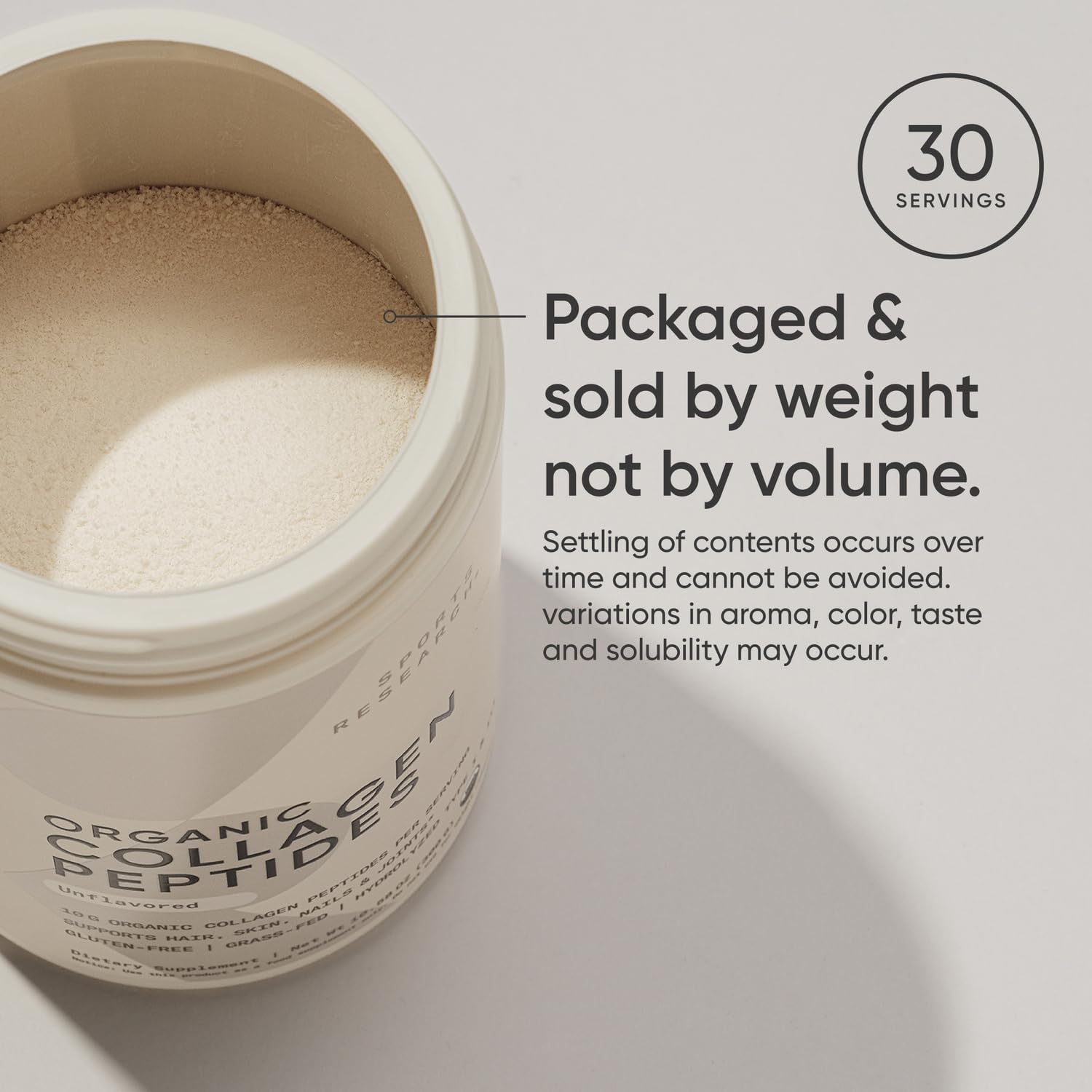 Sports Research® Collagen Peptides Protein Powder 16oz (Unflavored) | 11g Grass-Fed Collagen per Scoop · Hair, Skin & Joint Support · Easy to Mix in Coffee & Shakes - 41 Servings