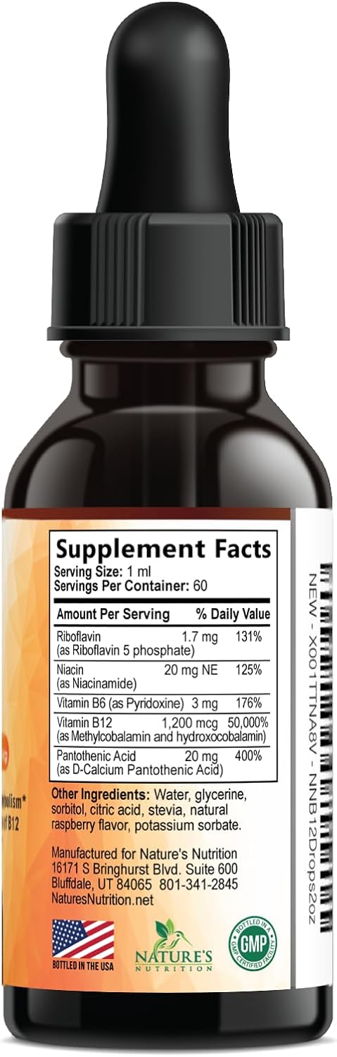 Vitamin B12 Drops - Extra Strength Methylcobalamin Super B Complex - B-12 Liquid Drops for Immune Support, Energy