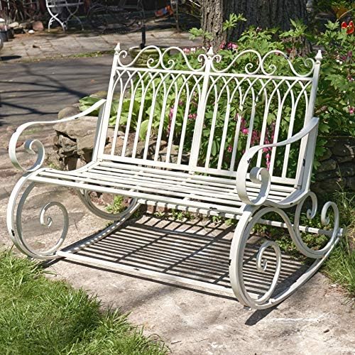 Zaer Ltd. Outdoor Metal Rocking Arm Chair (Arm Chair, Antique White)