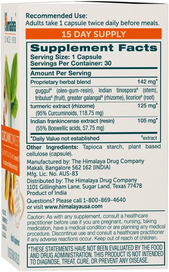 Himalaya Curcumin Complete Joint Support Supplement, 60 Capsules