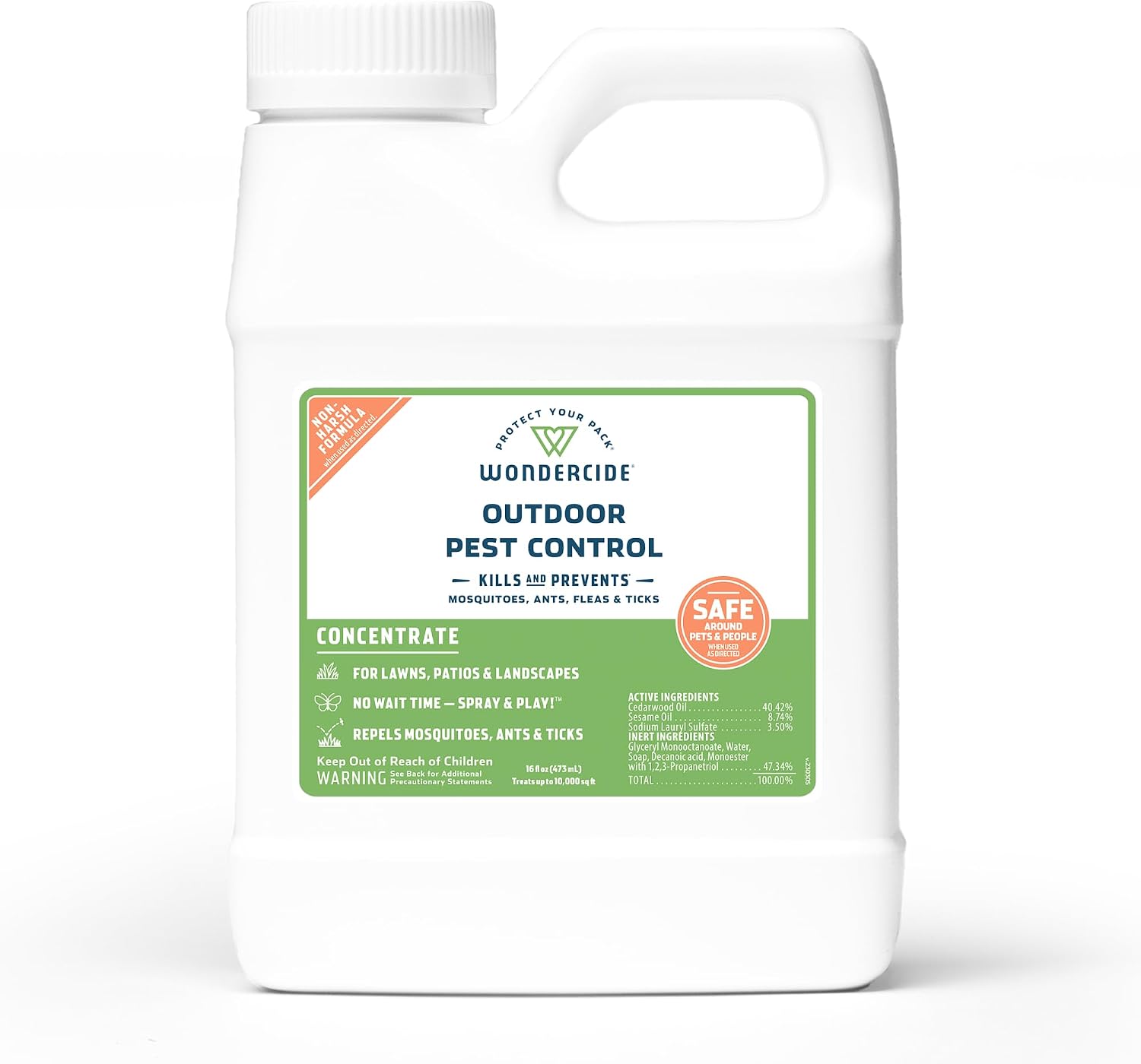 Wondercide - Outdoor Pest Control Spray Concentrate - 16 oz | With Natural Essential Oils - Mosquito, Ant, Roach, and Insect Killer, Treatment, and Repellent - Safe for Pets, Plants, Kids