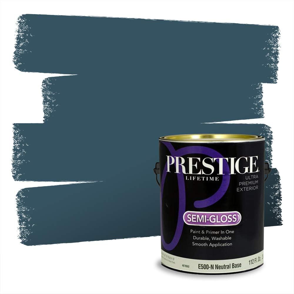 PRESTIGE Paints Exterior Paint and Primer In One, 1-Gallon, Semi-Gloss, Comparable Match of Behr* Intercoastal Gray*