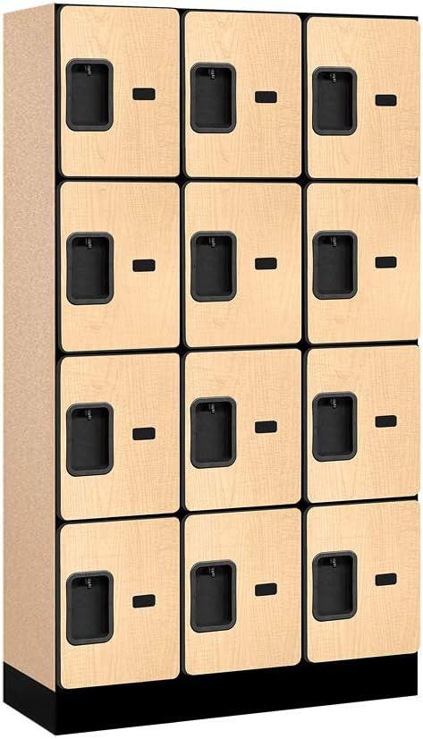 Salsbury Industries Four Tier Designer Wood Locker, Mahogany, 6' 3" x 18"