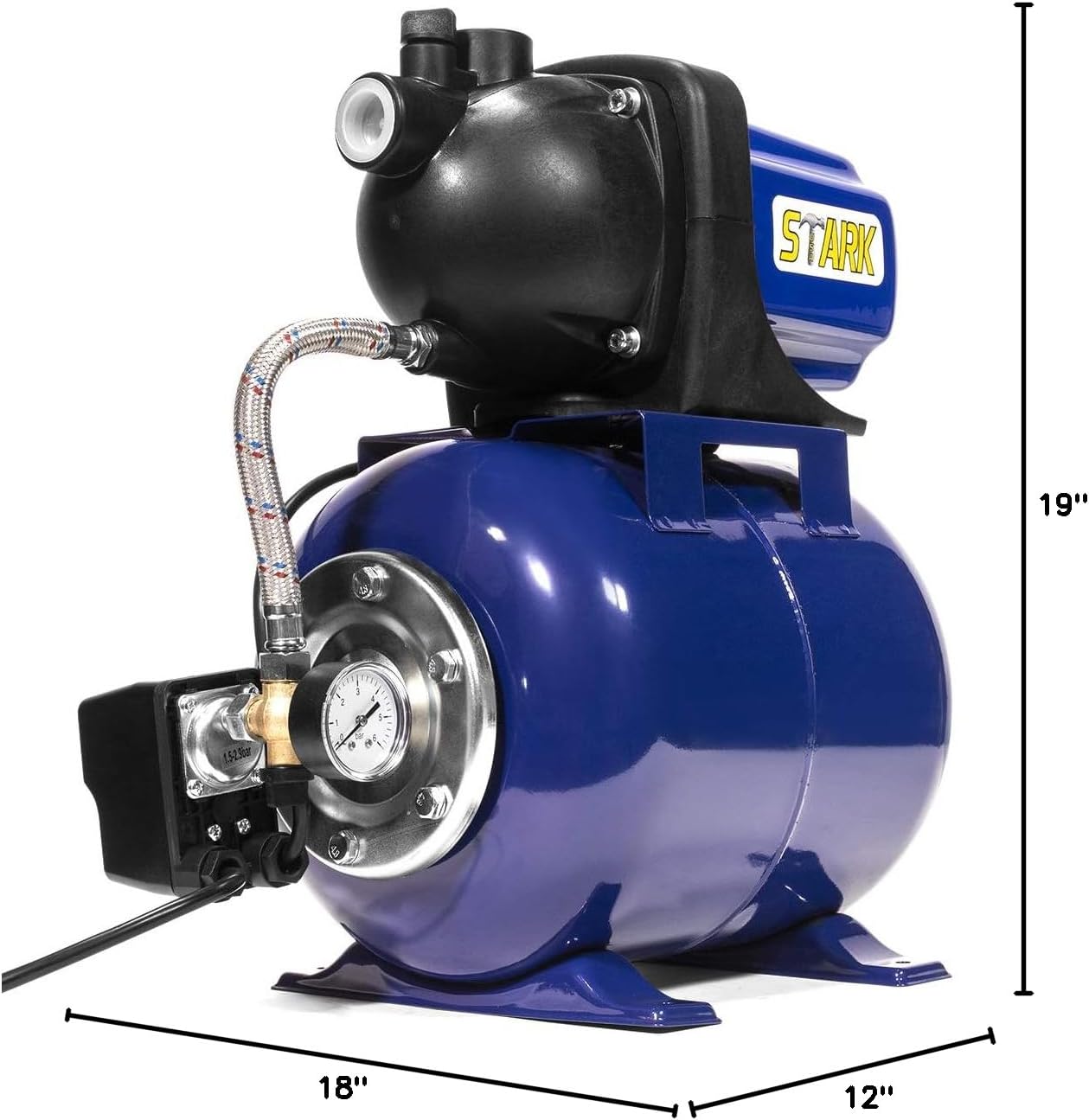 XtremepowerUS 1.6HP Water Transfer Pump w/Automatic Electronic Controller 1268GPH Shallow Well Pump Garden Booster Sprinkler Irrigation Lawn Farm