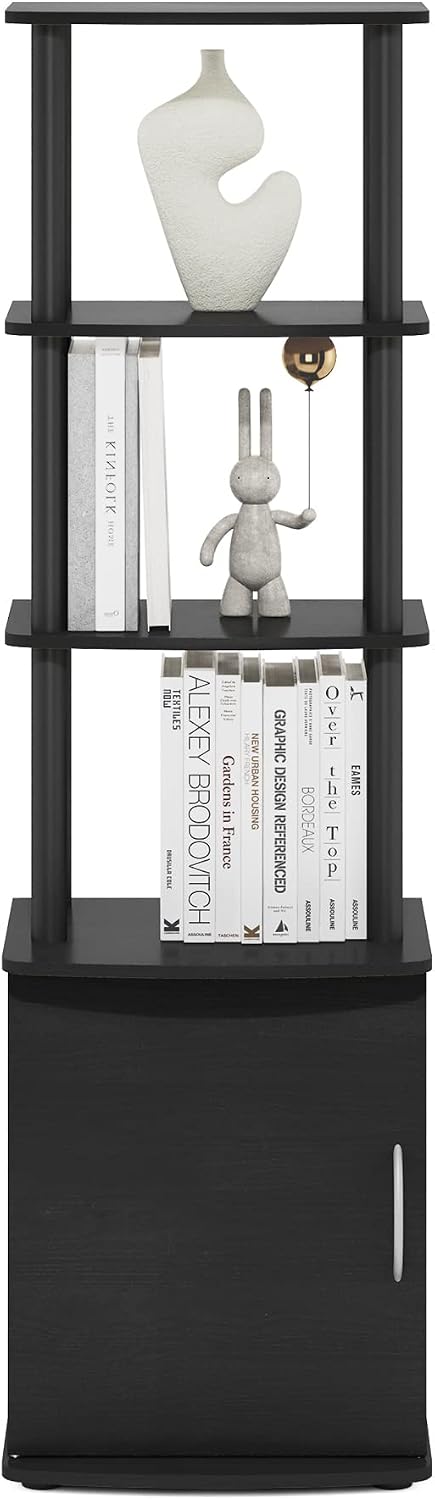 Furinno Turn-N-Tube No Tools 3D 3-Tier Entertainment TV Stand up to 50 inch TV, Round Tubes, French Oak Grey/Black | for TV up to 50 Inch, Open Frame Rectangular Entertainment Center with Storage Shelf, TV Console, for Living Room, Bedroom