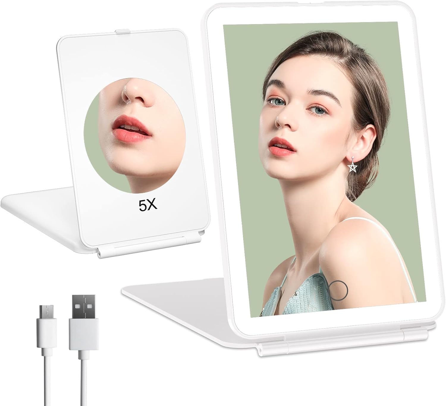 FUNTOUCH Rechargeable Travel Makeup Mirror with 72 Led Lights