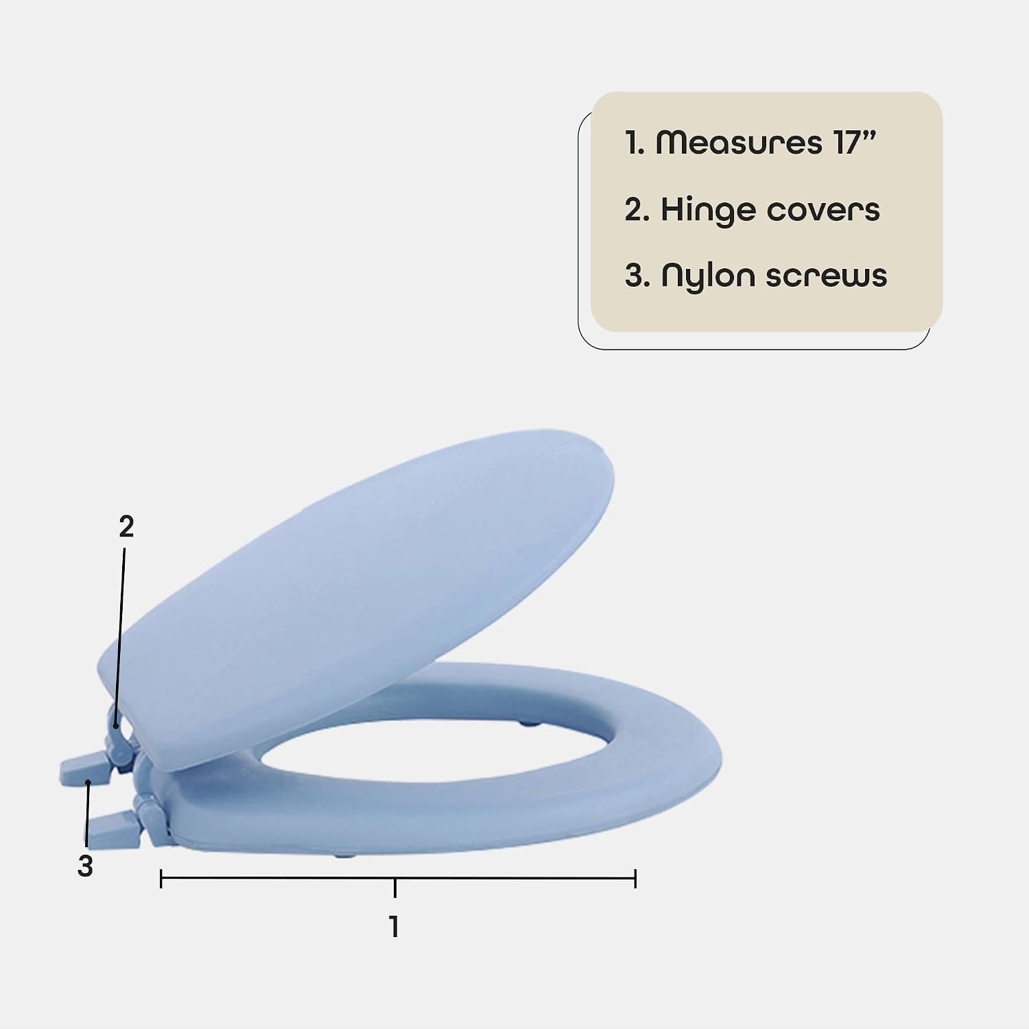 Soft Elongated Vinyl Toilet Seat, Black - 19 Inch Soft Vinyl Cover with Comfort Foam Cushioning - Fits All Elongated Size Fixtures - Easy to Install Fantasia by Achim Home Decor