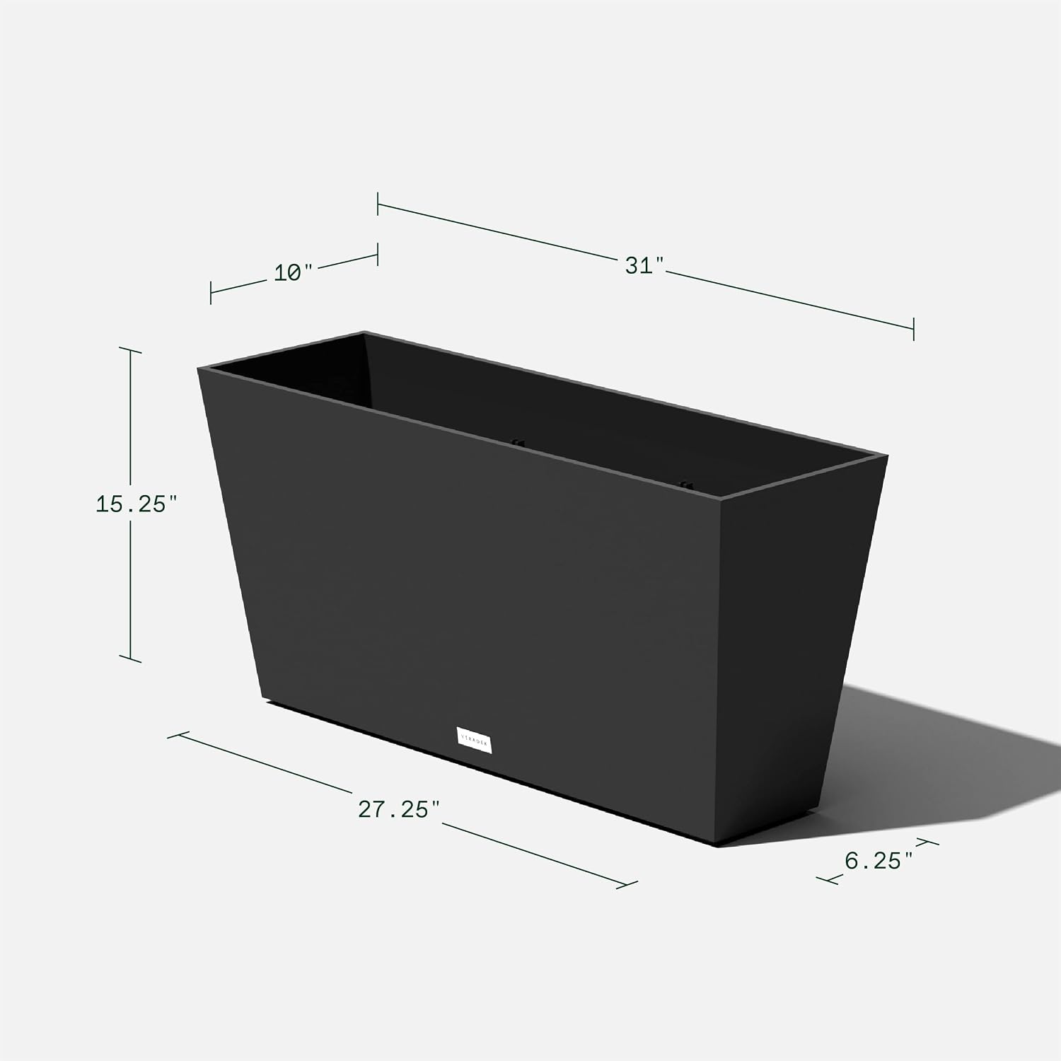 Veradek Pure Series Midori Planter - Wide Outdoor Planter | Made From Durable Plastic With Pre-Drilled Drainage Holes. Modern Porch/Patio Décor for Plants, Flowers and Herbs