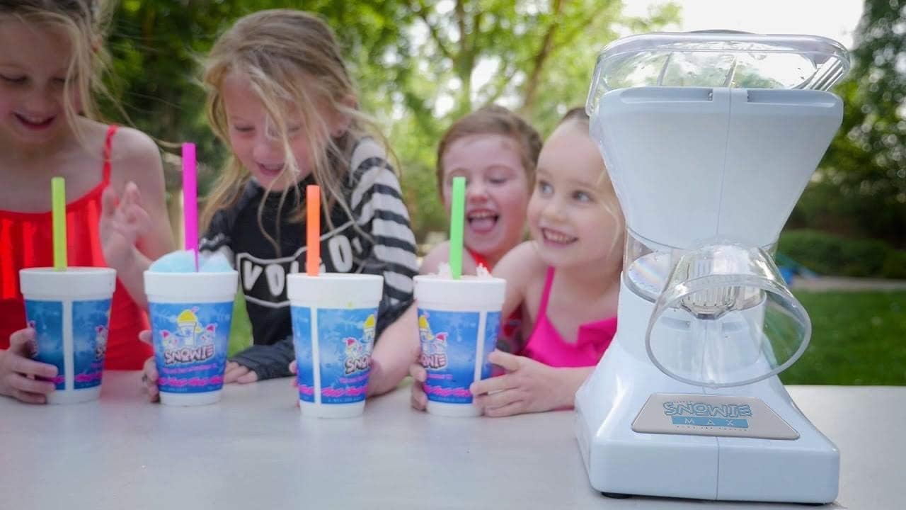 SNOWIE Little Snowie Max Snow Cone Machine (6-Stick Kit, White) | Premium Shaved Ice Maker, With Powder Sticks Syrup Mix