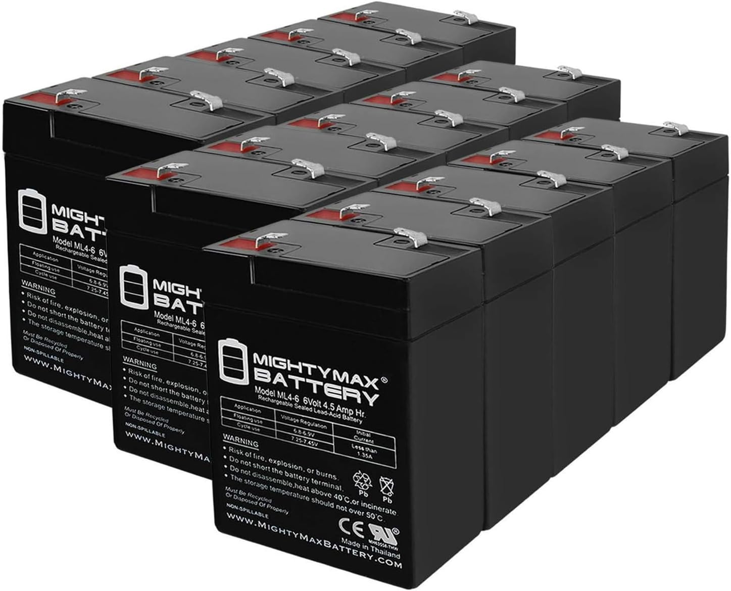 Mighty Max Battery ML4-6 - 6 Volt 4.5 AH, F1 Terminal, Rechargeable SLA AGM Battery
