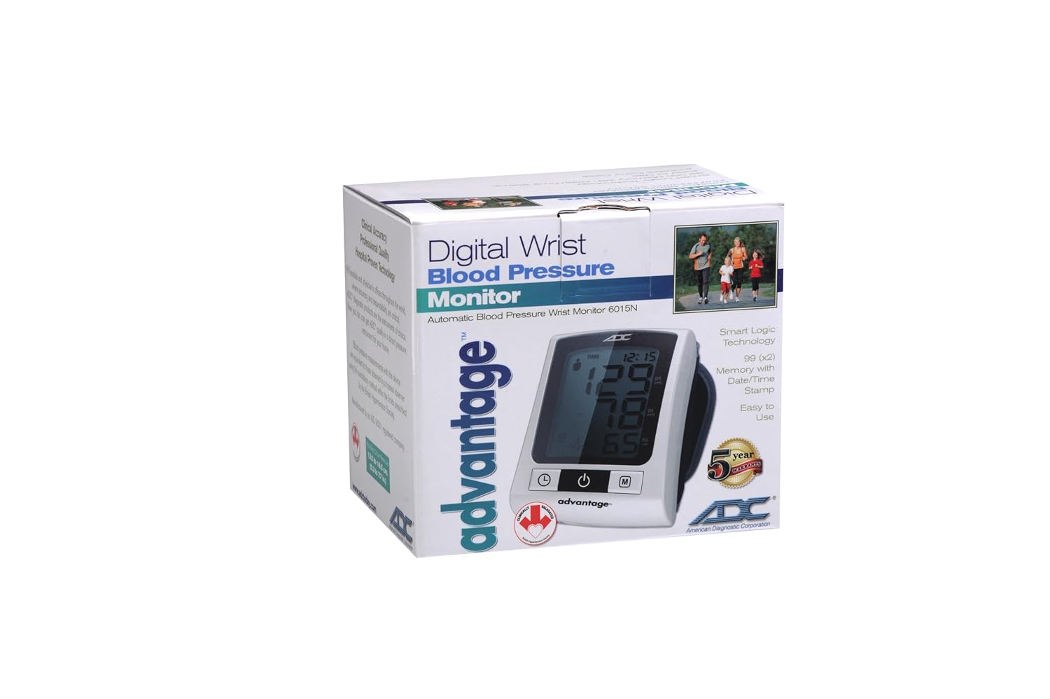 Advantage 6015N Series Adult Cuff Wrist Home Automatic Digital Blood Pressure Monitor Without Tube Blue 1 Each