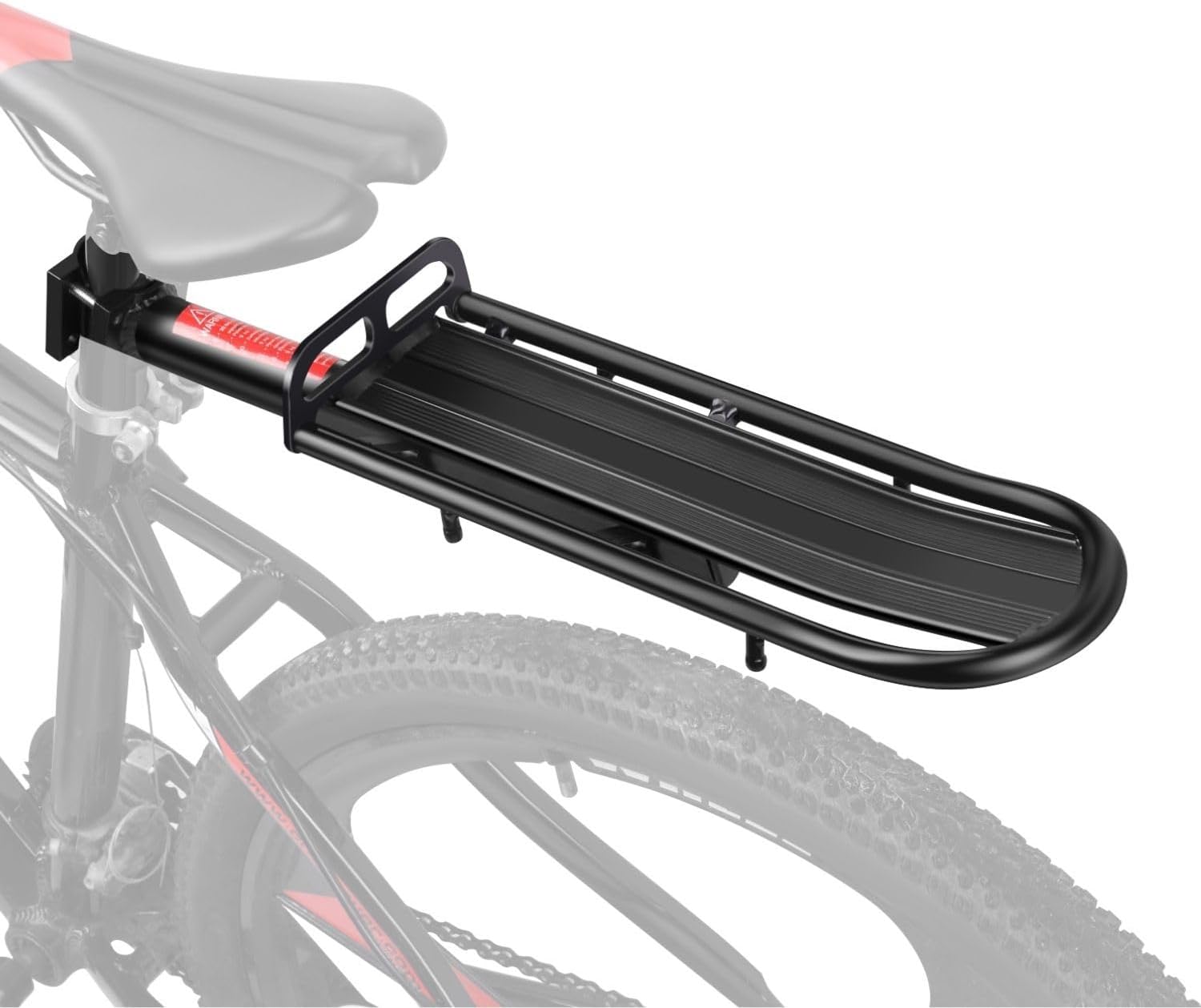 Flexzion Bike Cargo Rack, Adjustable Aluminum Rear Rack, 20 lb, Black | Bike Luggage Rack with Seat Post Mount, Extendable Platform