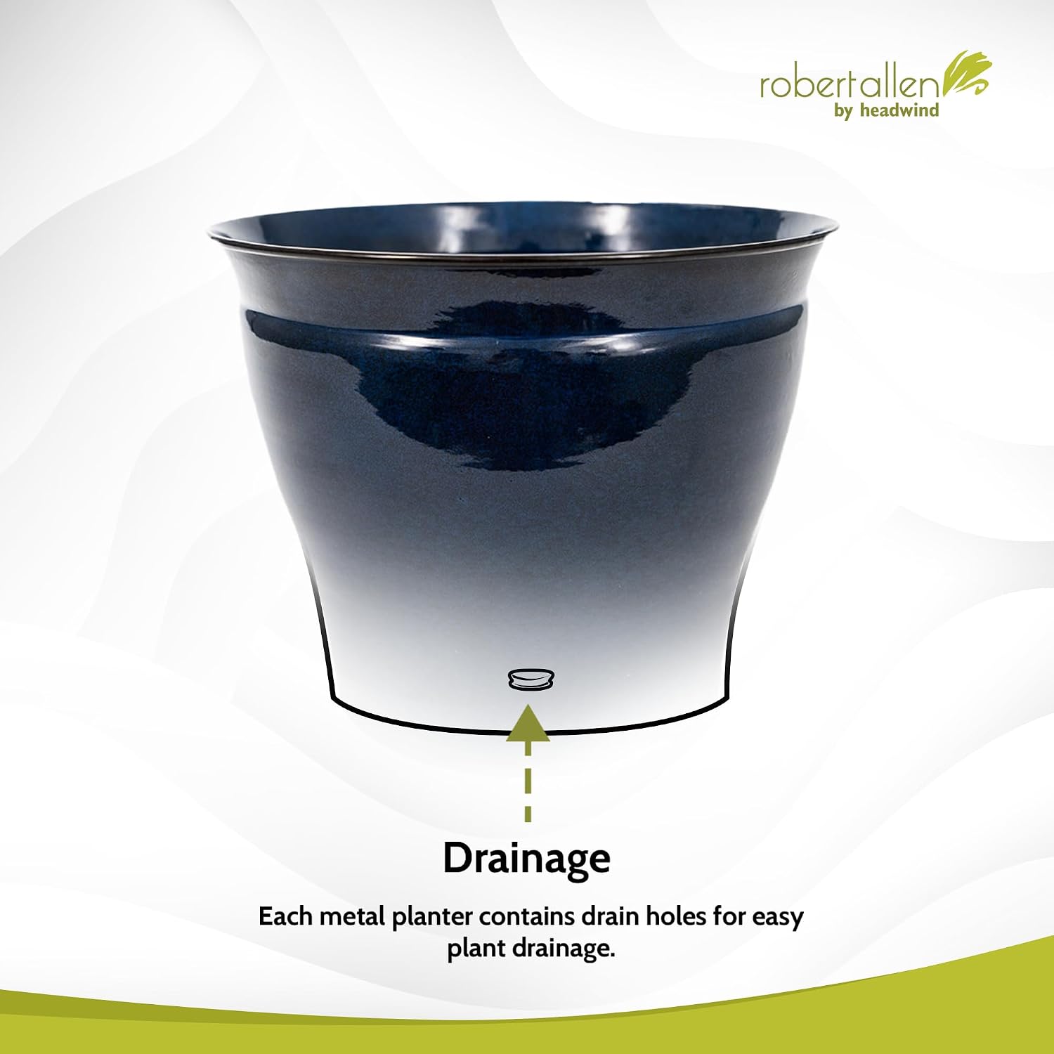 Headwind Glazed Ironstone Avery Collection Decorative Plant Pot – 6" Midnight Sapphire Glazed Decorative Pot – Lightweight & Durable Flower Pots