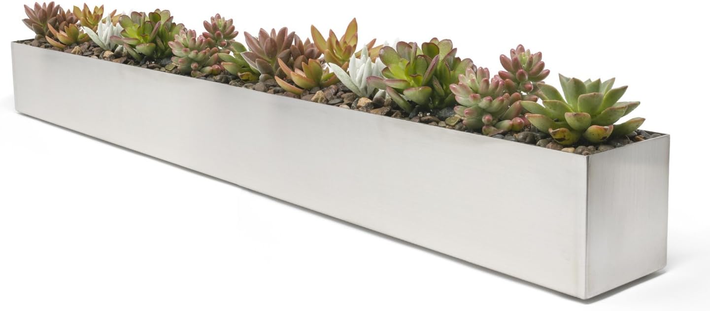 Buhbo Modern Metal Trough Rectangle Planter 32 inch, White