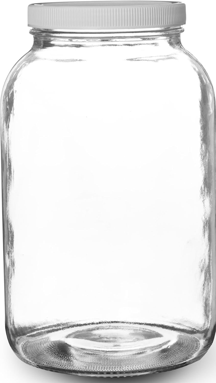 Wide Mouth Glass Mason Jar with PlasticLid/Ferment & Store Kombucha Tea or Kefir/Use for Canning, Storing, Pickling & Preserving Dishwasher Safe