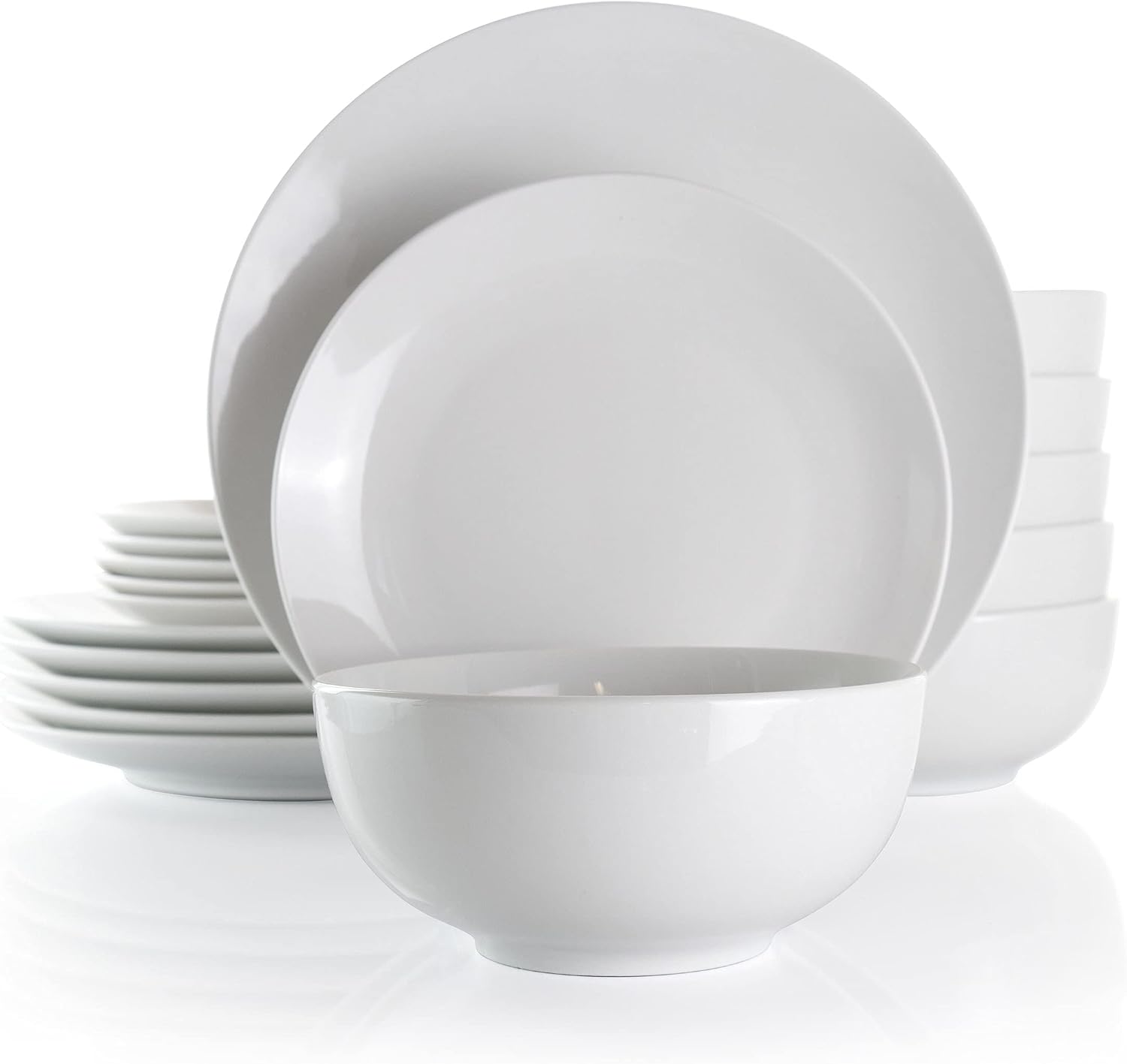 Elama White Porcelain Dish Dinnerware Set, 18 Piece, Newman