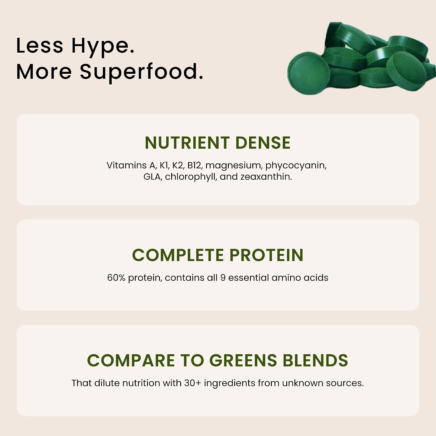Nutrex Hawaii Pure Hawaiian Spirulina Tablets, Vegan, 500 mg, 400 Count | Spirulina Farm Grown in Kona, Hawaii, Non-GMO, Glyphosate Residue Free, 3rd Party Tested, 60% Protein, Superfood Supplement