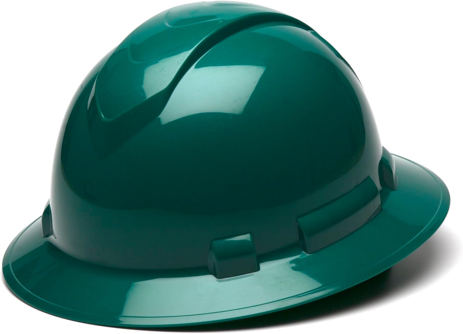 Pyramex Ridgeline Full Brim Hard Hat 4 Point Ratchet White | Full-brim sun & rain protection, HDPE shell, Ratchet suspension, Construction & utility, ANSI Z89.1 Type I Class C/G/E