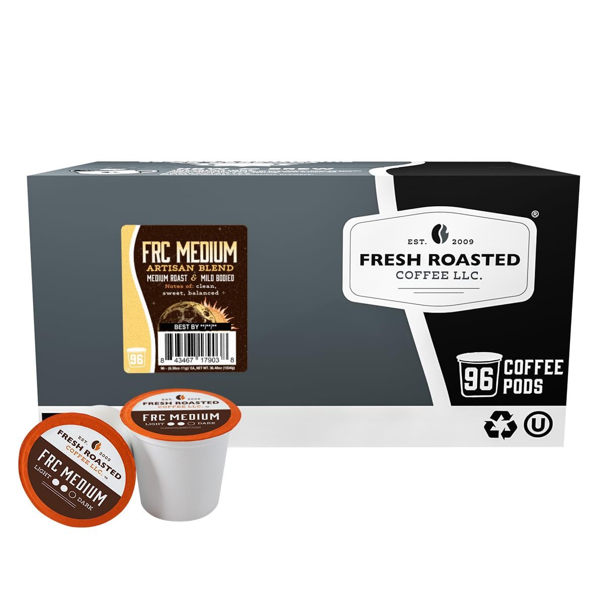 Fresh Roasted Coffee, Organic Colombian K-Cup Pods for Keurig Brewers, Medium Roast, USDA Organic, Kosher, 24 Count (Pack of 3)