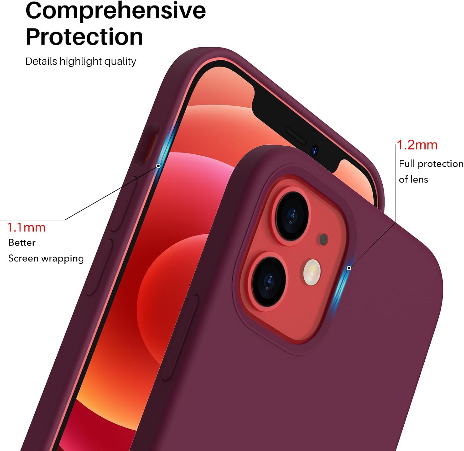 ORNARTO for iPhone 12 Mini Case, Slim Liquid Silicone Cover, Navy Blue