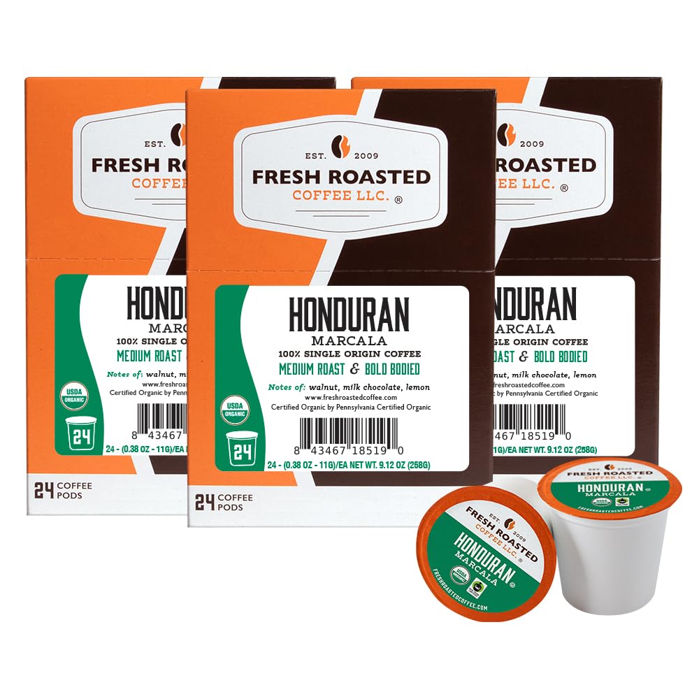 Fresh Roasted Coffee, Organic Colombian K-Cup Pods for Keurig Brewers, Medium Roast, USDA Organic, Kosher, 24 Count (Pack of 3)