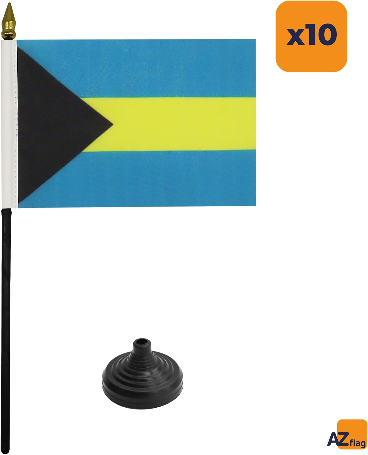 AZ FLAG Nicaragua Table Flag 4x6 in 100D Polyester Plastic Base | Indoor use Nicaraguan 15x10 cm desk flag stitched finish with reinforced edges with plastic pole and gold finial