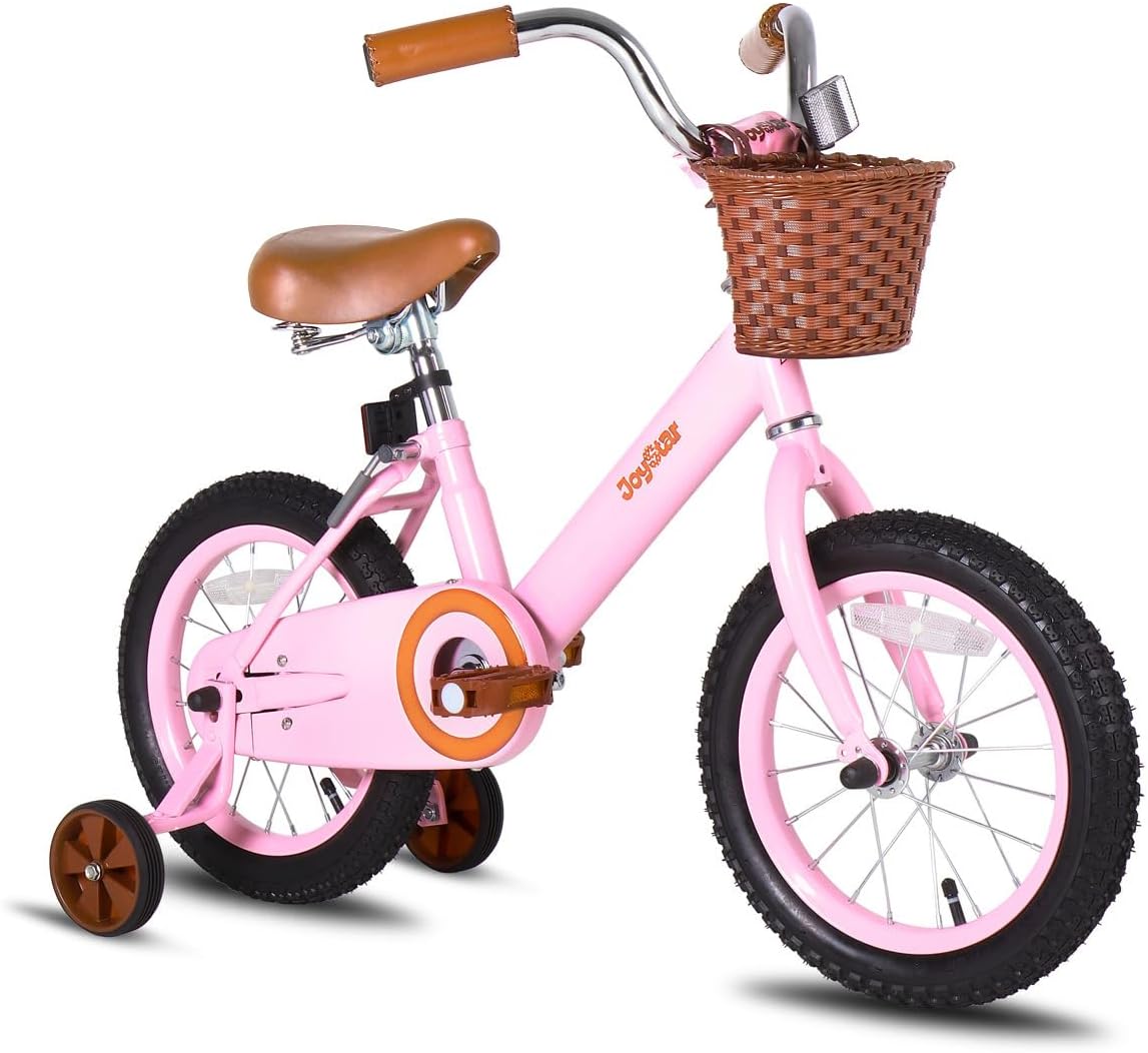 JOYSTAR 12-16" Vintage Kids Bike Ages 2-7Y, Training Wheels/Basket