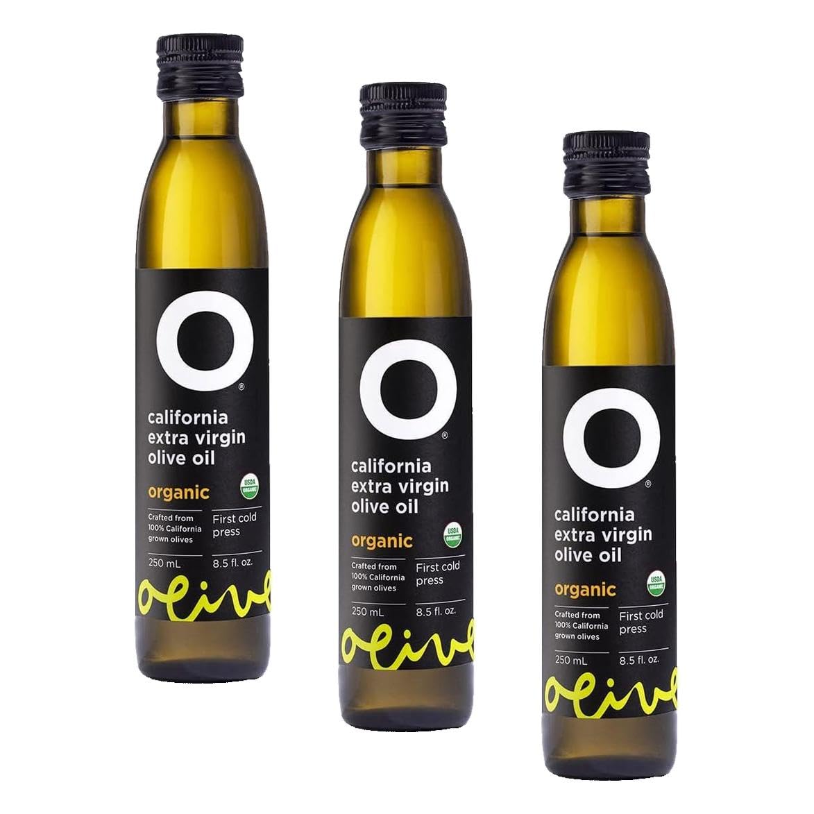 O Olive California Organic Extra Virgin Olive Oil Glass Bottle 8.5 Fl Oz