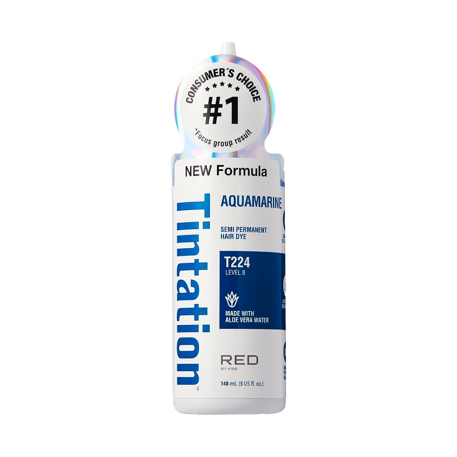 Red by Kiss Tintation Semi-Permanent Hair Color, Aloe Vera Water Based, Argan Oil, Olive Oil, Collagen & Keratin, Long-Lasting Color Dye (Honey Brown, 5 Fl Oz)