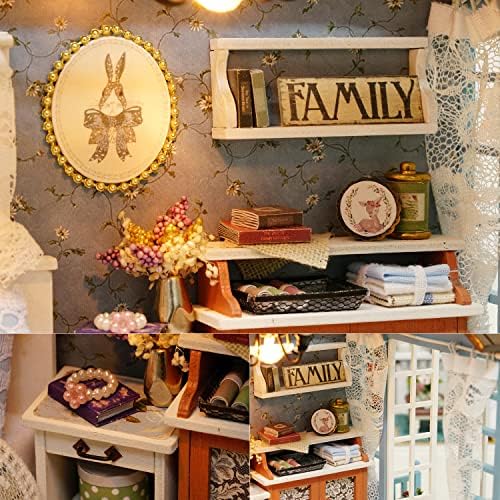 DIY Miniature House Kit with Furniture for Kids Teens Adults Aged 14+ | 1:24 Scale Wooden Mini Doll House Accessories Creative Room Book Nook(Forest Times)