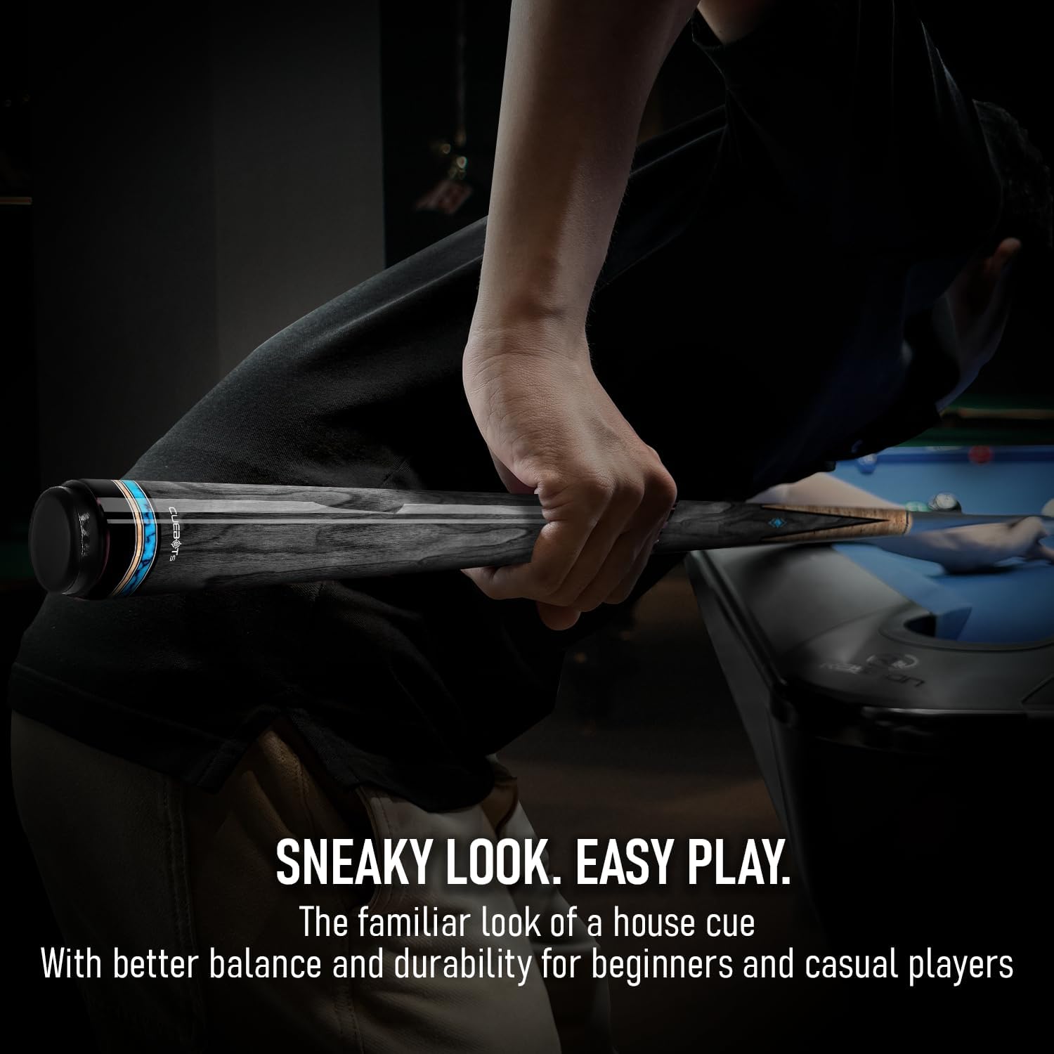 CUEBOTS Glass Fiber Cue, Glass Fiber House Cue Stick, Club Cue, Cue for Beginners, Durable Uni-QR, 3/8-10, 5/16-18 Joint, Long Lasting Glassfiber Shaft, 7-Layer Microfiber Tip