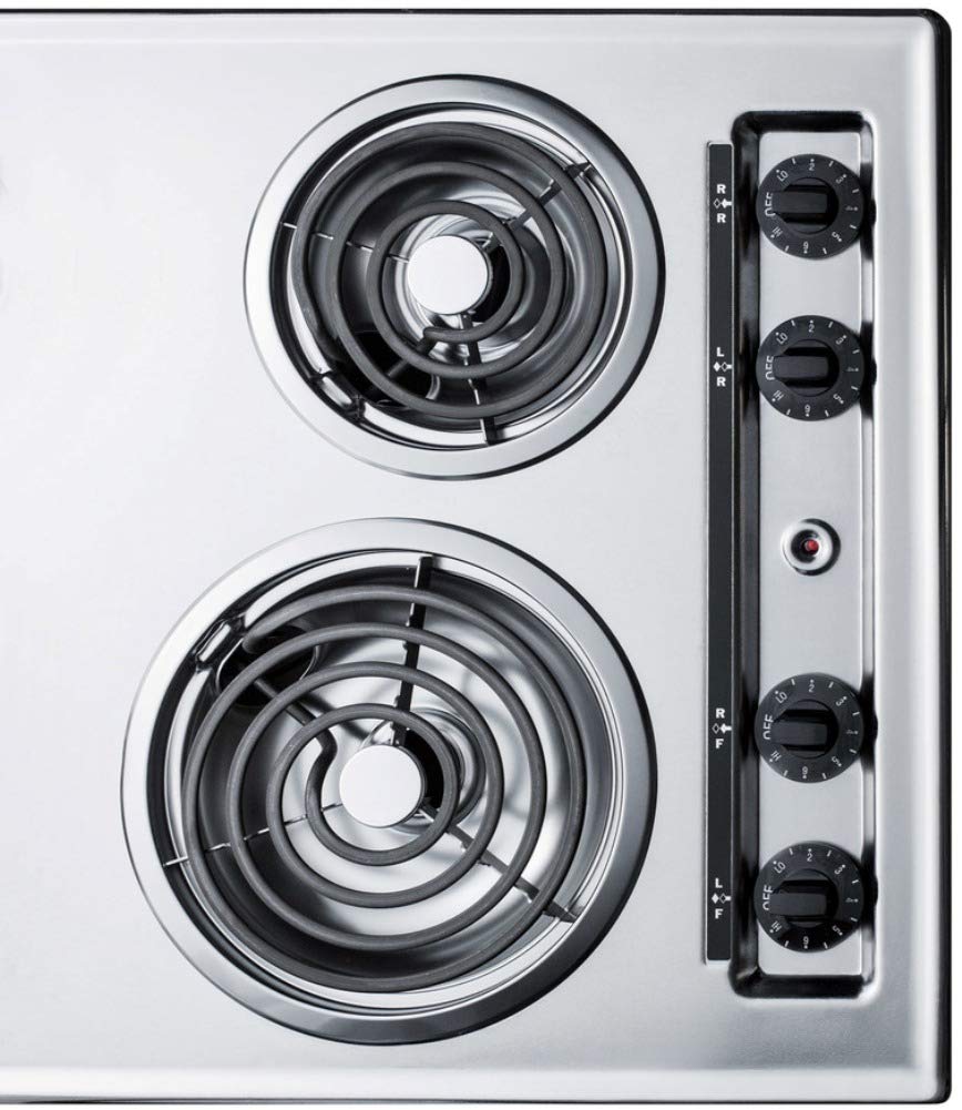 Summit 30" 4 Burner Electric Cooktop, Stainless Steel Look- ZEL05 | 230 Volt Coil Electric Cooktop, Fits 28 3/8" W x 18 5/8" D counter cutouts