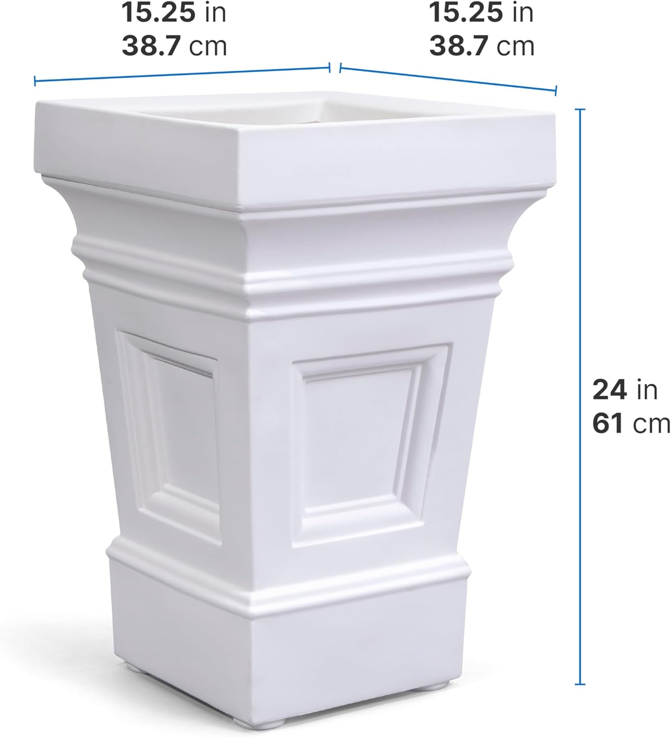 Step2 Atherton Square Planter, Large Planters for Outdoor Plants, Gardening and Flower Pot for Patio or Porch, Efficient Drainage, Durable Plastic