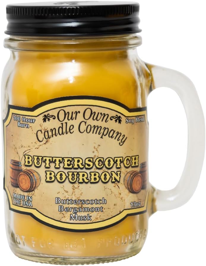 Balsam Pine Scented Mason Jar Candle, Our Own Candle Company, 13 oz | Clean, fresh Balsam-pine-tree scent; soy blend wax; lead-free wick with patented straightener; long lasting