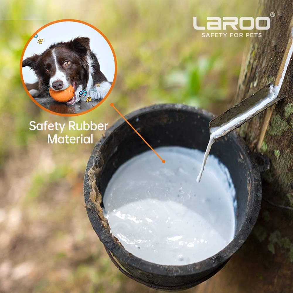 LaRoo Squeaky Dog Ball Toy,Durable Natural Rubber Squeaker Ball Throwing Training,Teeth Cleaning Chew Toy for Pet Medium and Large Dogs (3.5In Green)