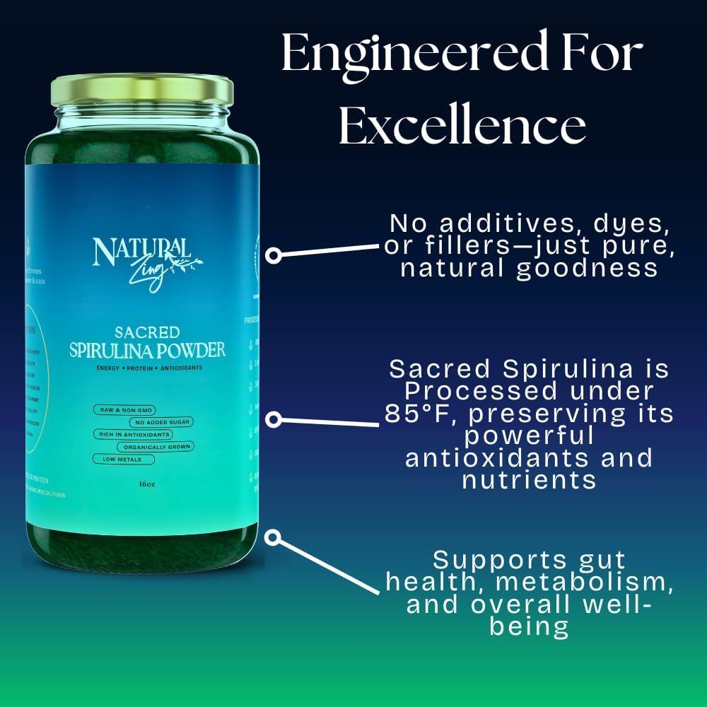 NaturalZing - 100% Pure Organic Spirulina Tablets | Non-GMO | Daily Greens | Vegan Superfood Protein & Antioxidant Support – Rich in Phycocyanin, Beta Carotene & Iron - 2000 Tablets (16 oz Bulk Pack)