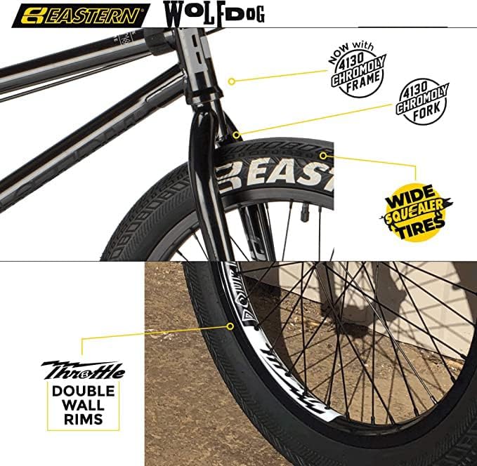 Eastern Bikes Wolfdog BMX Bike, 20-Inch, Full Chromoly Frame (Black)