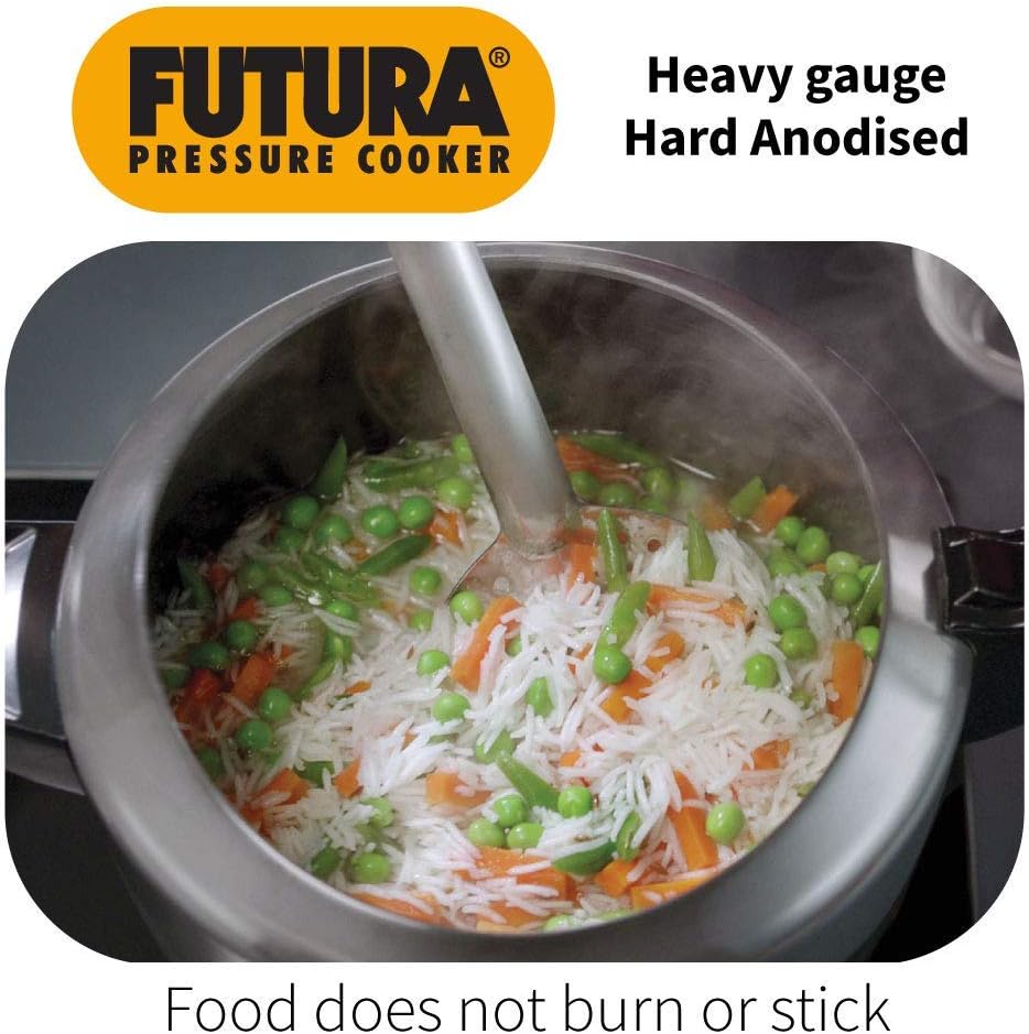 Hawkins Futura 5 Litre Pressure Cooker, Hard Anodised Inner Lid Pressure Cooker, Pan Cooker, Black (FP50)