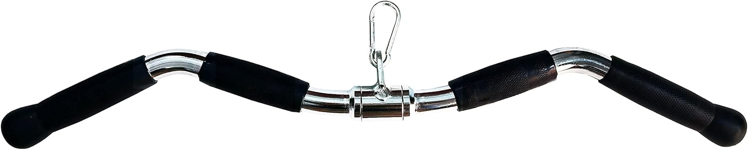 Revolving Lat Pulldown Bar for Cable Machine, Straight Bar with Rubber Grip - Tricep Press Down, Curl & Back Exercise Attachment for Home Gym