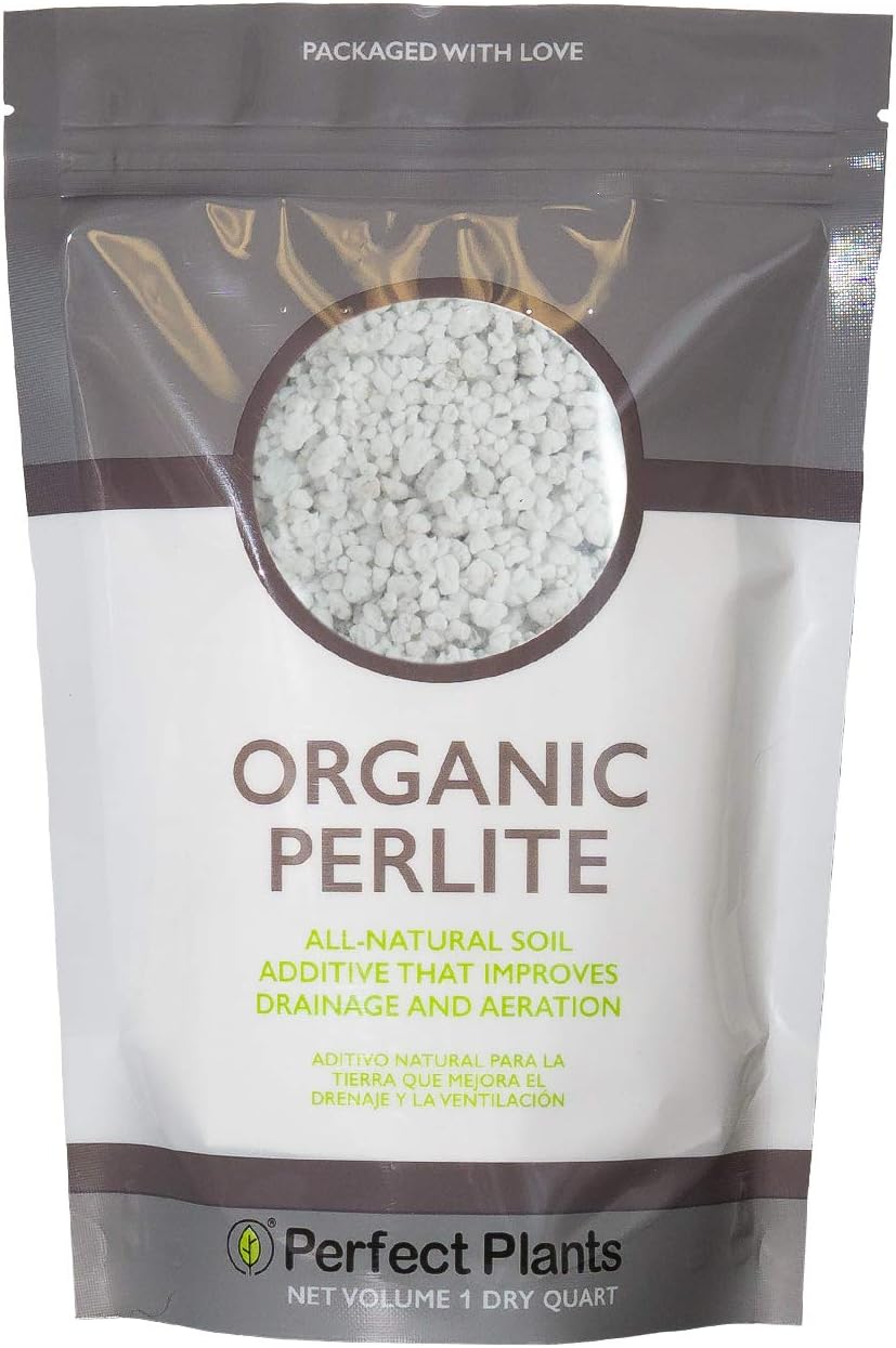 Perfect Plants Organic Perlite, 1 qt, Gardening Soil Drainage & Aeration | Lightweight horticultural mineral, prevents compacting