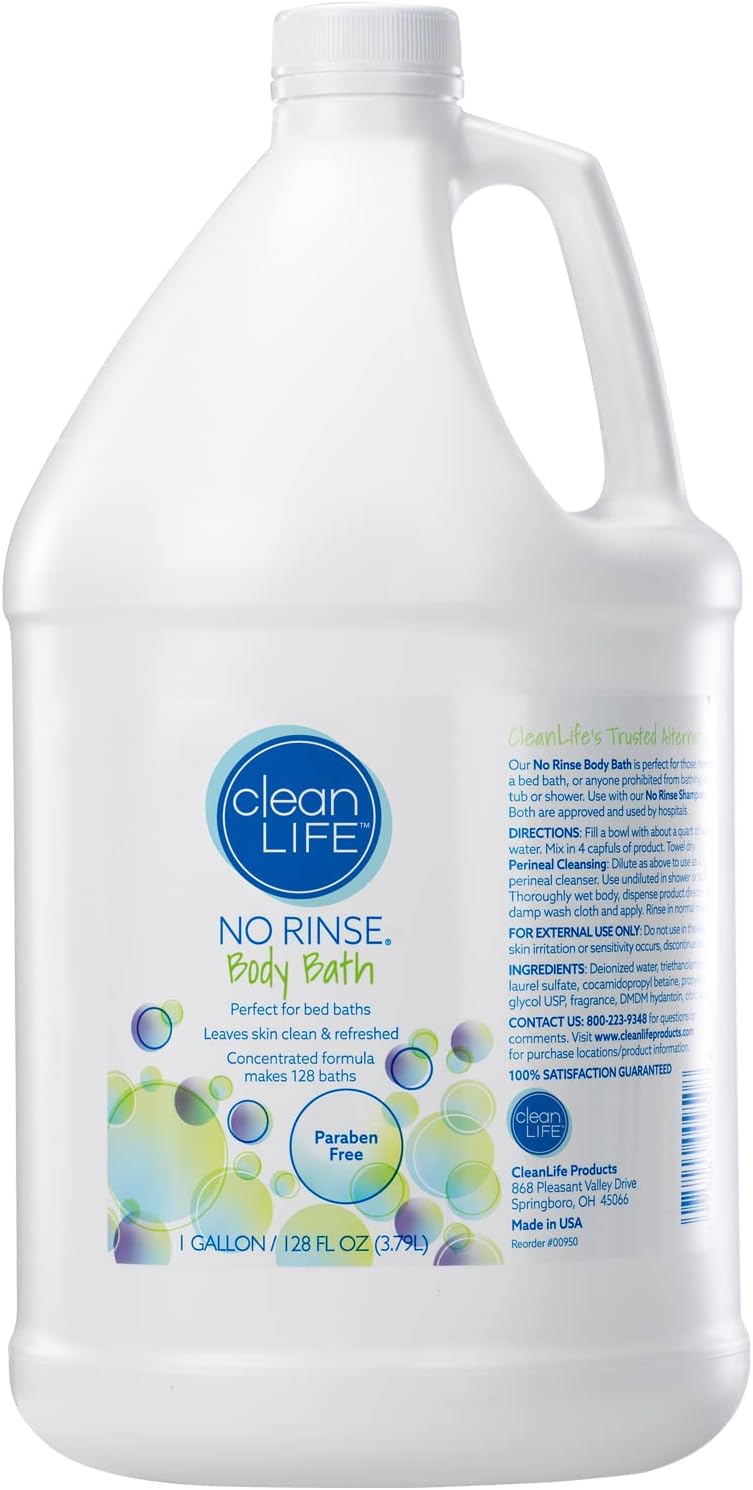 No-Rinse Body Bath (1 Gallon) - Leaves Skin Clean, Refreshed and Odor-Free, Rinse-Free Formula - Makes 128 Complete Baths