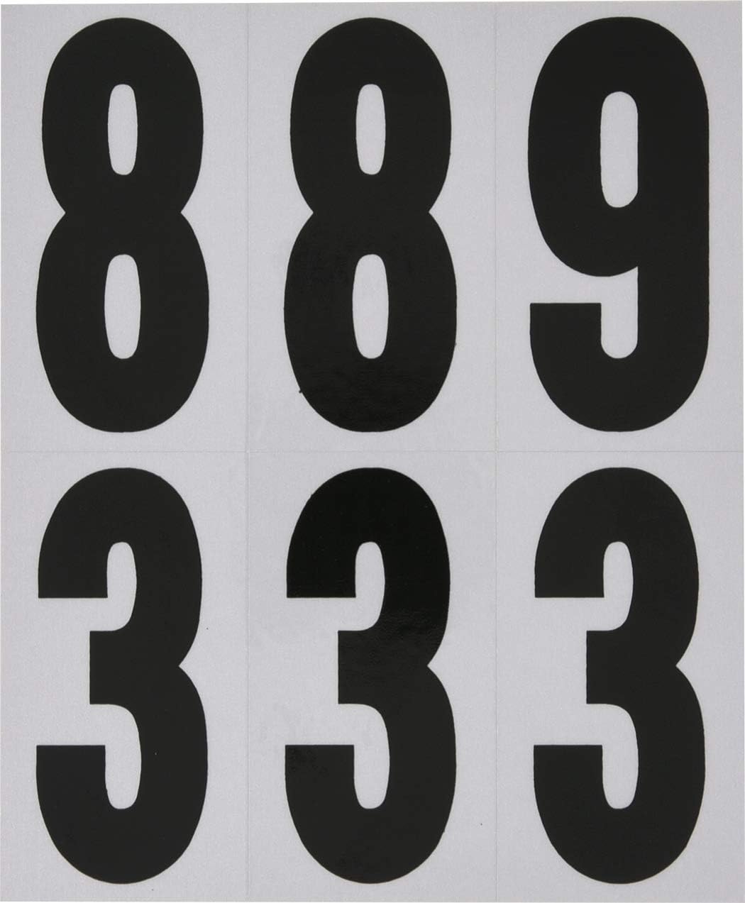 Hillman Reflective Adhesive Mailbox Number Pack, 3", Black and White 843445 | Square-cut vinyl, Self-adhesive reflective numbers for mailboxes, doors