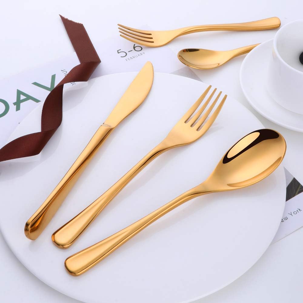 Silverware Set Stainless Steel 20 Piece Flatware Set Kitchen Cutlery Heavyweigh Utensil Service for 4 Include Knife Fork Spoon, Mirror Finish