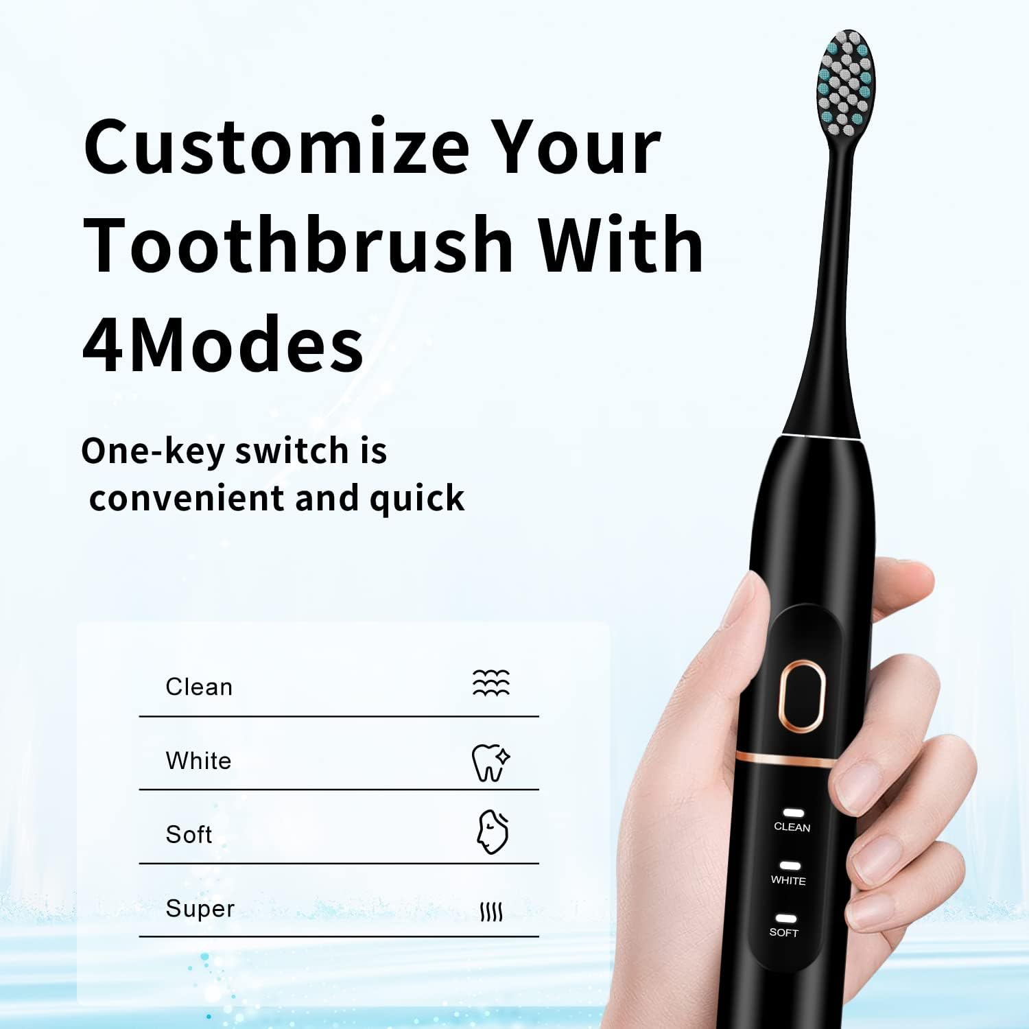 kingheroes Electric Toothbrush Set, Comes with 8 Brush Heads & Travel Case, 4 Modes with 2 Minutes Built in Smart Timer, One Charge for 60 Days